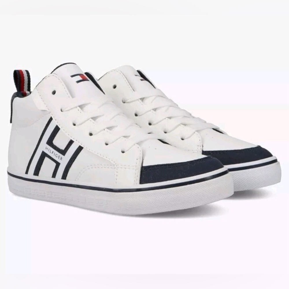 Tommy Hilfiger White and Navy Sneakers SIZE 11